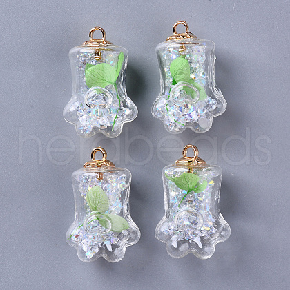 Bear Paw Transparent Glass Pendants GLAA-S181-10A-1