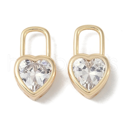Brass Micro Pave Clear Cubic Zirconia Pendants KK-S367-08-1
