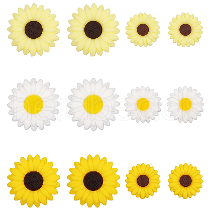 CHGCRAFT 18Pcs 6 Styles Daisy Silicone Beads SIL-CA0002-66-1