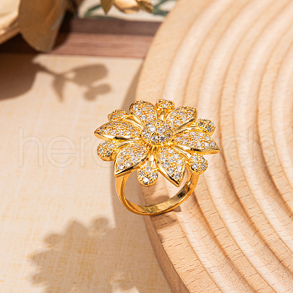 Brass Micro Pave Cubic Zirconia Finger Rings for Women PZ4945-1