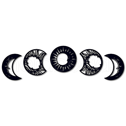 Wood Moon Phase Pendant Decoration HJEW-WH20013-007-1