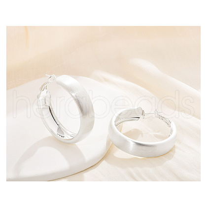 Brass Ring Hoop Earrings for Women EJEW-A121-17B-S-1