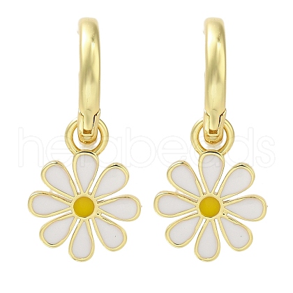 Rack Plating Flower Brass Hoop Earrings EJEW-H016-27G-01-1
