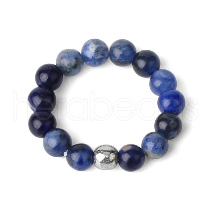 4MM Round Natural Sodalite Beaded Stretch Rings VM0712-4-1