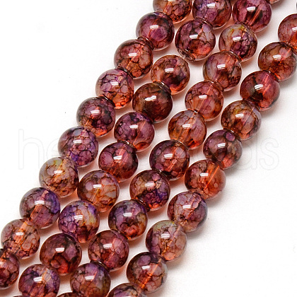 Baking Painted Glass Beads Strands DGLA-Q023-8mm-DB61-1