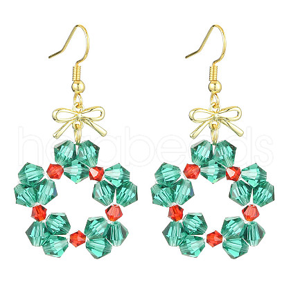 Christmas Theme Imitation Austrian Crystal Dangle Earrings EJEW-TA00468-1