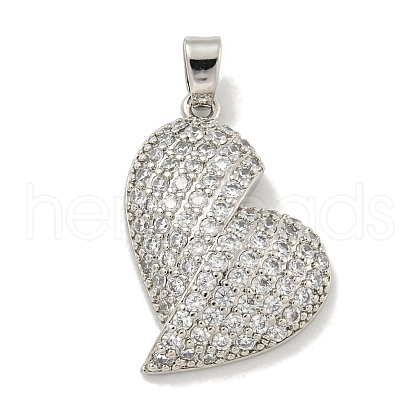 Rack Plating Brass Micro Pave Clear Cubic Zirconia Pendants KK-E114-05P-1