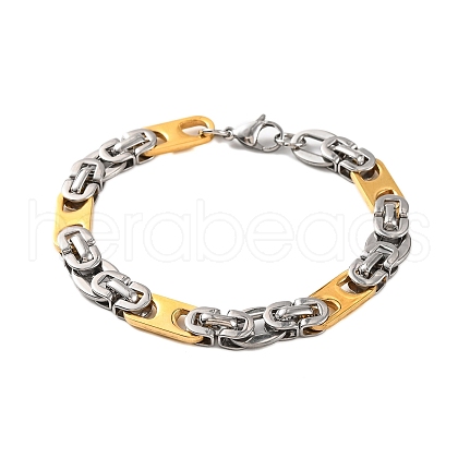 201 Stainless Steel Byzantine Chain Bracelets BJEW-B078-108GP-1
