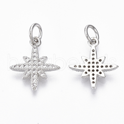 Brass Micro Pave Clear Cubic Zirconia Charms ZIRC-R109-011P-NF-1