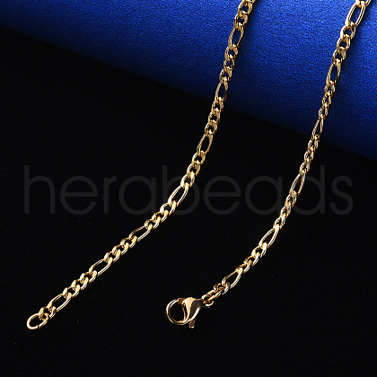 PVD Vacuum Plating 304 Stainless Steel Figaro Chain Necklaces NJEW-S420-003C-G-1