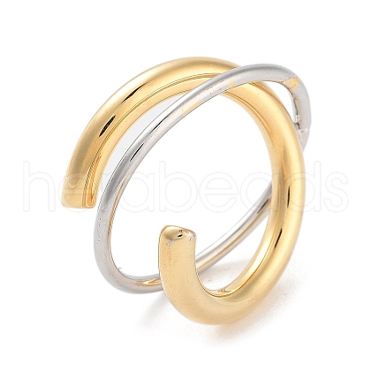 Brass Criss Cross Open Cuff Ring for Women RJEW-C102-12GP-1