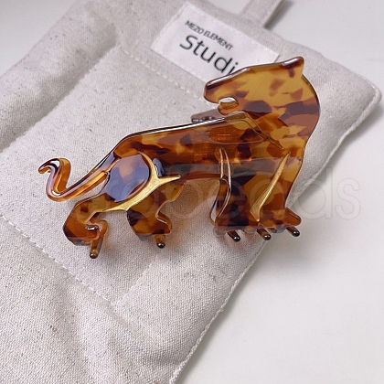 Leopard Cellulose Acetate(Resin) Claw Hair Clips PW-WG26262-01-1