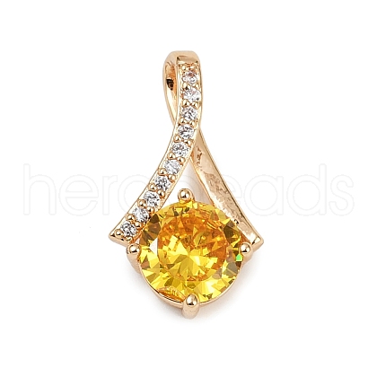 Brass Micro Pave Cubic Zirconia Pendants KK-E795-22KCG-01-1