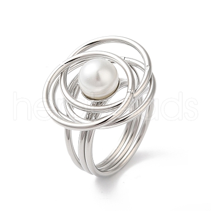 304 Stainless Steel Flower Finger Ring for Women RJEW-C091-03P-1