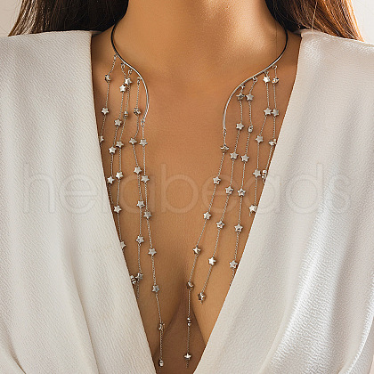 Alloy & Iron Star Long Tassel Cuff Choker Necklaces for Women FS-WG10CA4-08-1