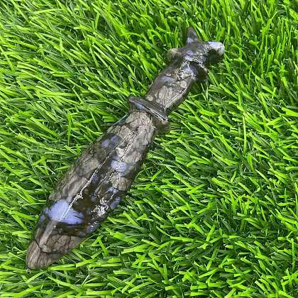 Natural Glaucophane Carved Healing Dagger Figurines PW-WG52324-12-1