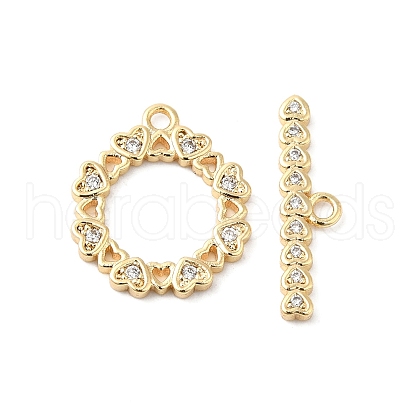 Brass Pave Clear Cubic Zirconia Toggle Clasps KK-P234-83G-1