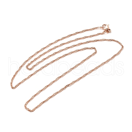 1.5mm Rack Plating Brass Singapore Chain Necklaces for Women Men MAK-L044-28RG-1