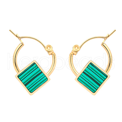 Square Stainless Steel & Resin Hoop Earrings for Women TQ4629-1