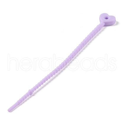Heart Shape Silicone Cable Zip Ties AJEW-C034-02D-1