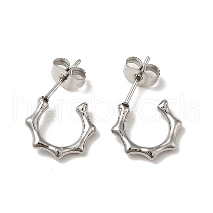 Tarnish Resistant Bamboo Joint Ring 304 Stainless Steel Stud Earrings EJEW-A081-21P-1