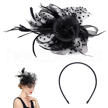 Polyester Mesh Veil Hair Bands OHAR-WH0034-12A-1