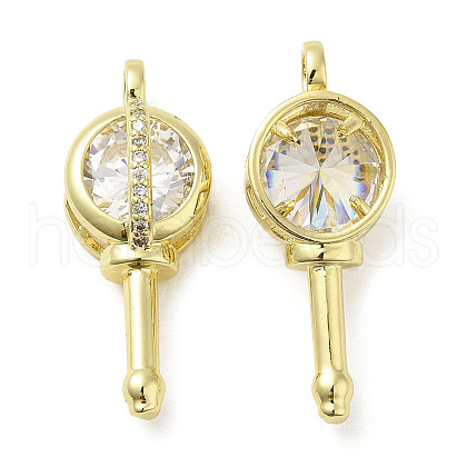 Rack Plating Brass with Cubic Zirconia Pendants KK-Q784-13G-1