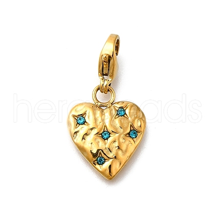 Heart 304 Stainless Steel Rhinestones Pendant Decorations STAS-R159-50G-01-1
