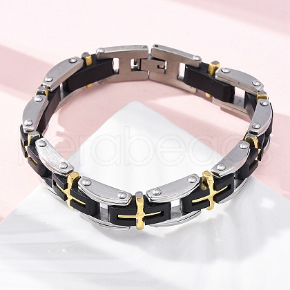 304 Stainless Steel Panther Chain Bracelets for Women Men BJEW-R018-02GP-1