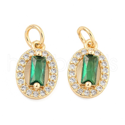 Rack Plating Brass Micro Pave Clear Cubic Zirconia Charms KK-F089-09G-1