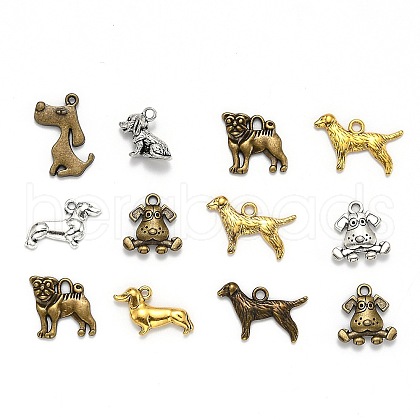 Tibetan Style Alloy Puppy Pendants TIBEP-MSMC021-28-1