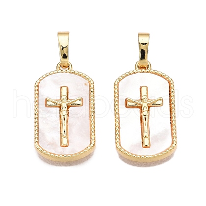 Brass & Shell Pendants KK-N254-207G-1