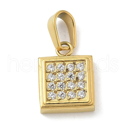 Ion Plating(IP) 304 Stainless Steel Micro Pave Cubic Zirconia Pendants STAS-Z107-02G-06-1