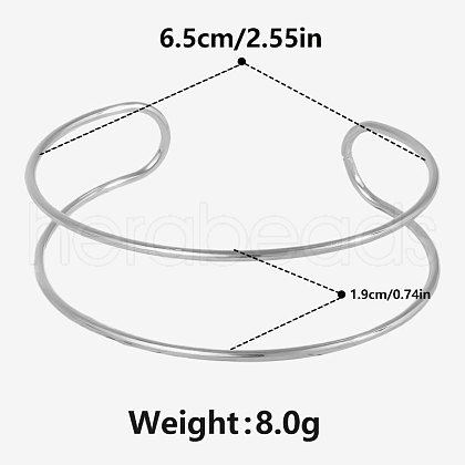 304 Stainless Steel Double Layer Cuff Bangles for Women KC9358-1-1
