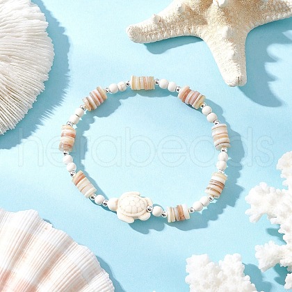 Synthetic Turquoise Beaded Stretch Bracelets BJEW-JB11911-02-1