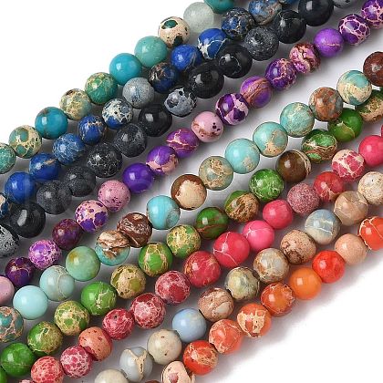 Dyed Natural Regalite/Imperial Jasper/Sea Sediment Jasper Beads Strands G-B124-C05-1