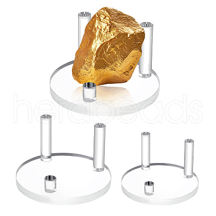 AHADERMAKER 3Pcs 3 Styles Flat Round Acrylic Base Display Easel Stands ODIS-GA0001-59-1