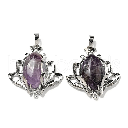 Natural Amethyst Pendants G-M434-04P-19-1