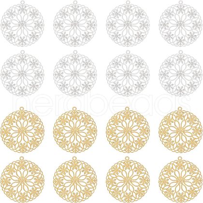 SUPERFINDINGS 50Pcs 2 Colors Brass Pendants KK-FH0002-06-1