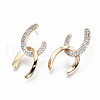 Brass Micro Pave Clear Cubic Zirconia Stud Earrings KK-T062-41G-NF-1