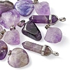 12Pcs 4 Styles Natural Amethyst Pendants G-FS0005-62-2