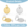 DICOSMETIC 60Pcs 2 Colors Ion Plating(IP) 304 Stainless Steel Charms FIND-DC0006-04B-2