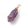 Natural Amethyst Pendants PALLOY-JF00801-3