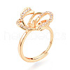 Flower Brass Micro Pave Clear Cubic Zirconia Cup Peg Ring Settings KK-T076-06G-3