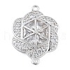 Rack Plating Brass Clear Cubic Zirconia Flower Connector Charms KK-A234-044P-1