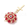 3Pcs 3 Colors Glass Seed Beaded Evil Eye Pendants PALLOY-MZ00628-4