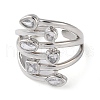 Eco-Friendly Brass Micro Pave Clear Cubic Zirconia Cuff Ring for Women RJEW-A025-01P-2