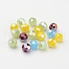 Faceted Round Electroplate Glass Beads X-EGLA-R017-6mm-M-2