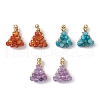 3Pairs Brass Natural Agate & Natural Amethyst & Natural Apatite Hoop Earrings EJEW-TA00620-2