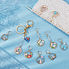 12Pcs 6 Style Alloy Enamel Round Ring with Cat Charm Locking Stitch Markers HJEW-PH01682-4